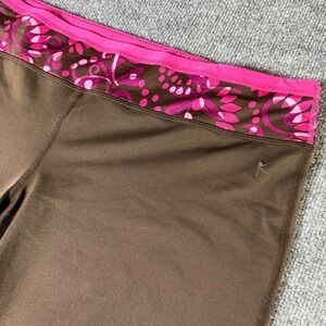 Danskin Now Brown Floral Capri Leggings Pants Women XL 16 18 Athletic Activewear